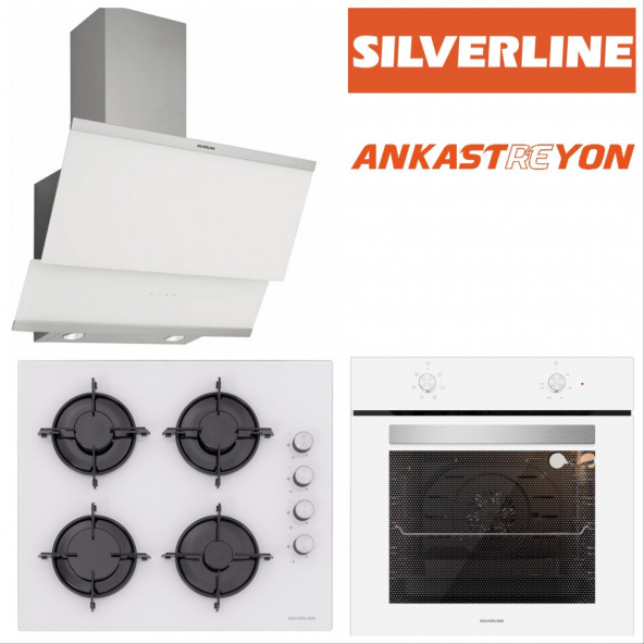 Silverline BO6501W01-CS5349W01-3420 CLASSY Beyaz cam ankastre set ürün görseli 1