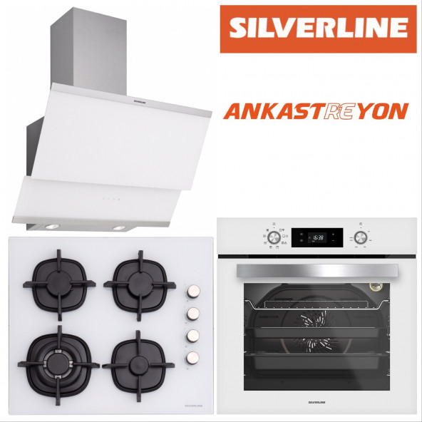 Silverline BO6504W01-CS5429W01-3420 CLASSY Beyaz cam ankastre set ürün görseli 1