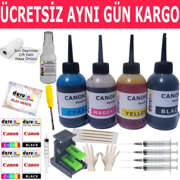 CANON MP180 MP190 MP210 KARTUŞ MÜREKKEP DOLUM SETİ 4X100ML (PG 40 CL 41) RENK Non Oem ürün görseli 1