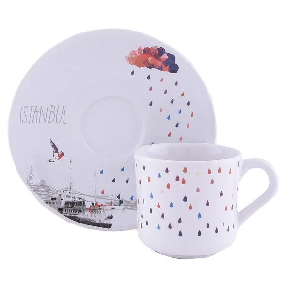 Decorium Ars 1518 4 Parça Kahve Takımı Renkli Bulut ürün görseli 1