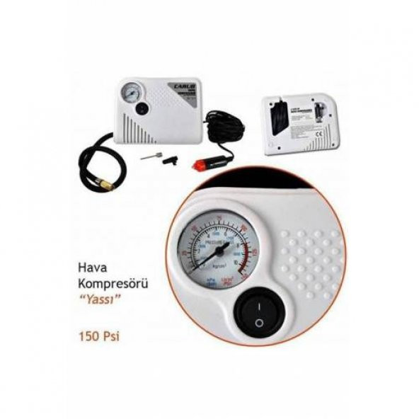 Yassı 150 Psi Oto Araç Mini Kompresör Hava Kompresörü 12 V - Resim 2