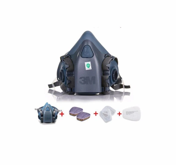 3M 7502 Yarım Yüz Maskesi + 3M 6057 Abe Filtre + 3M 5935 P3 Filtre +K501 Kapak ürün görseli 1