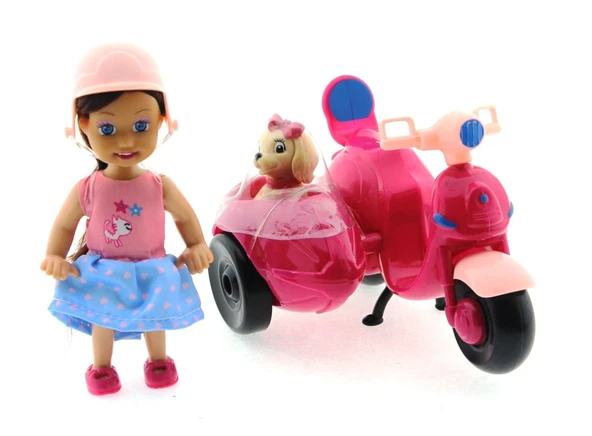 Cute Doll Mini Bebek ve Köpekli Mor Motorsiklet ürün görseli 1