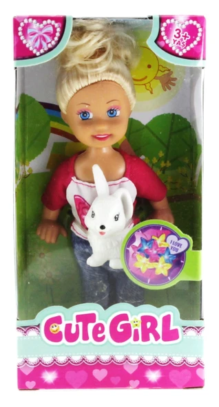 Cute Girl Tavşan Figürlü Sarışın Mini Bebek ürün görseli 1