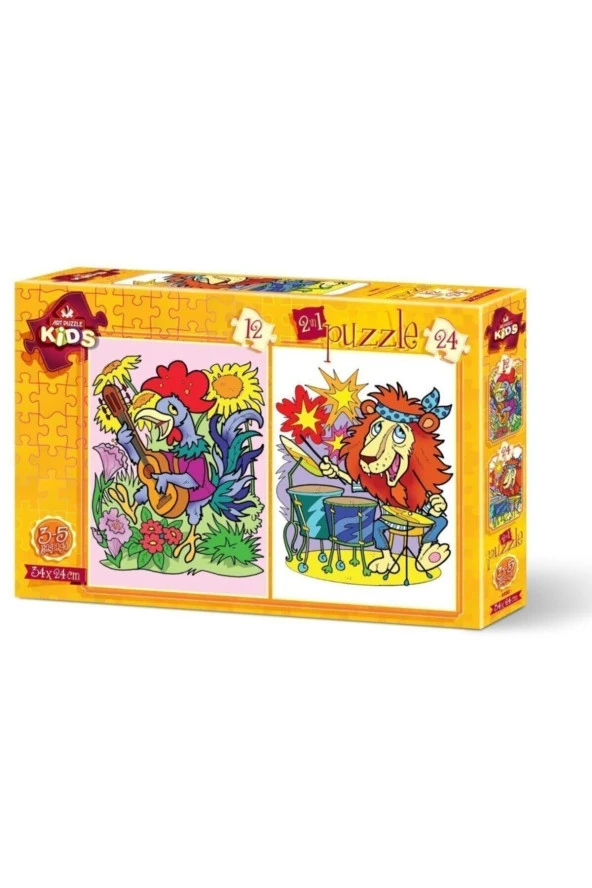 Art Puzzle Müzisyen Hayvanlar 2 Li 12 + 24 Parça 3+ Yaş Puzzle ürün görseli 1