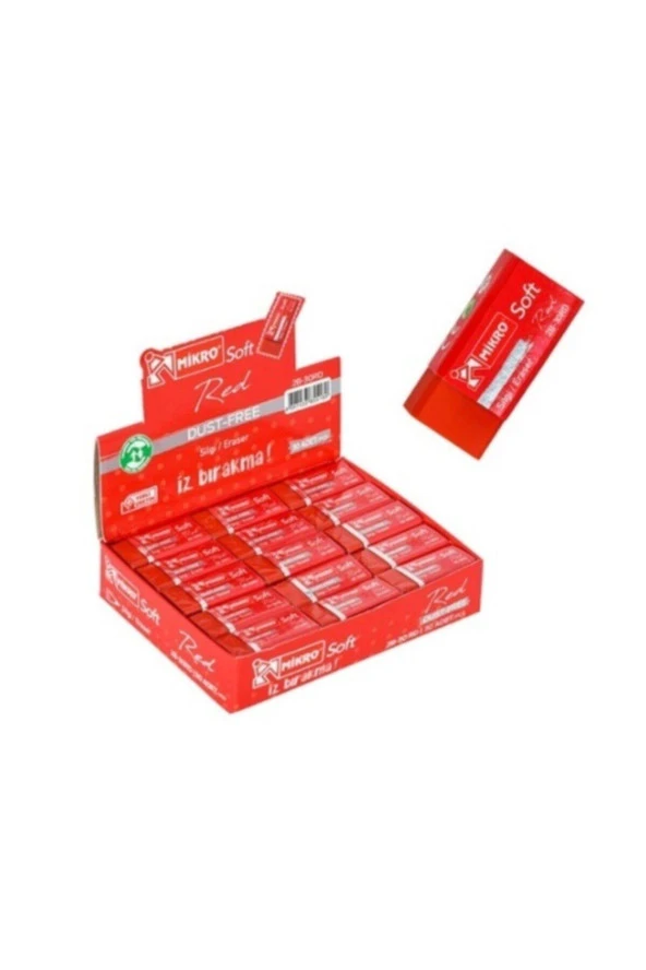 Mikro Soft Kırmızı Silgi 2B Kırmızı Öğrenci Silgisi (30 Lu Paket) ürün görseli 1