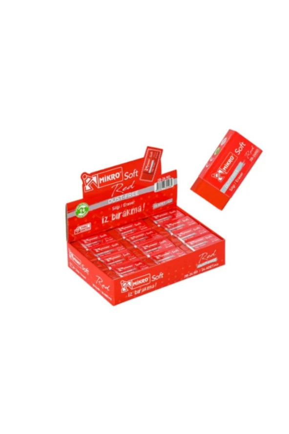 Mikro Silgi Soft Kırmızı 2B Öğrenci Silgisi (24 Lü Paket) ürün görseli 1