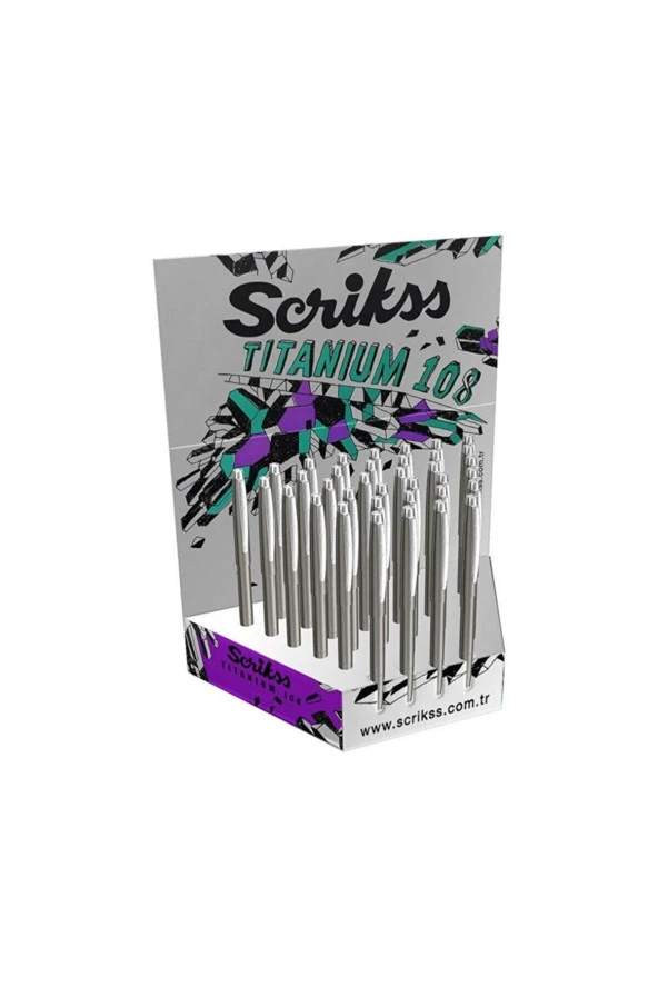 Scrikss Tükenmez Kalem Titanyum Tükenmez Kalem (1 Stand 36 Adet Kalem) ürün görseli 1