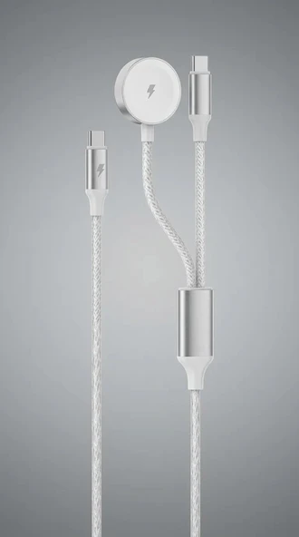 100W Destekli Naylon Örgülü Kablo, Çoklu Şarj Kablosu USB C to C/Yıldırım/Manyetik SAAT Uyumlu