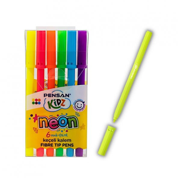 Keçeli Kalem 6 Lı Neon Renkler Pensan Fosforlu Keçeli Kalem 1 Paket ürün görseli 1
