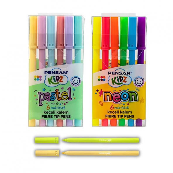 Keçeli Kalem 12 Lı Pastel Ve Neon Renkler Pensan Pastel ve Neon Keçeli Kalem 1 Paket ürün görseli 1