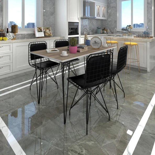 Knsz masa sandalye takımı hem75mazlum crdsyh 130*070 sm 4 sandalye syhsyh sırt minderli ürün görseli 1
