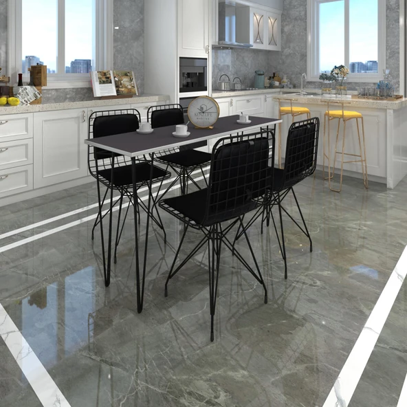 Knsz masa sandalye takımı hem75mazlum grisyh 140*040 sm 4 sandalye syhsyh sırt minderli ürün görseli 1