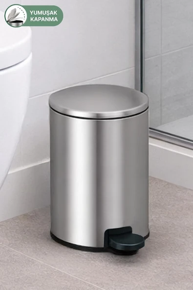 Cigo 3 LT Banyo Mutfak Ofis Çelik Çöp Kovası - Metalik