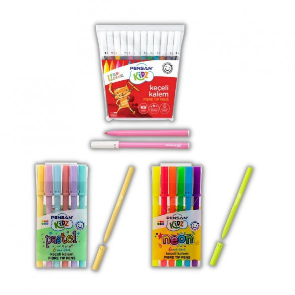 Keçeli Kalem Seti 6 Neon - 6 Pastel ve 12 Renk Keçeli Kalem Pensan Keçeli Kalem 1 Paket ürün görseli 1