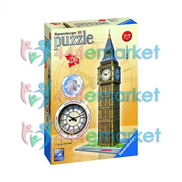 Ravensburger 3D Puzzle Big Ben Saat Kulesi Londra GERÇEK SAAT İÇERİR 216 Parça 3D Big Ben London ürün görseli 1