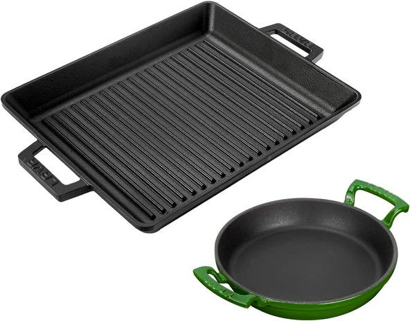 Döküm Izgara Tava 26x32 & 20 cm Sahan Set - Gerçek Izgara Lezzeti Evde