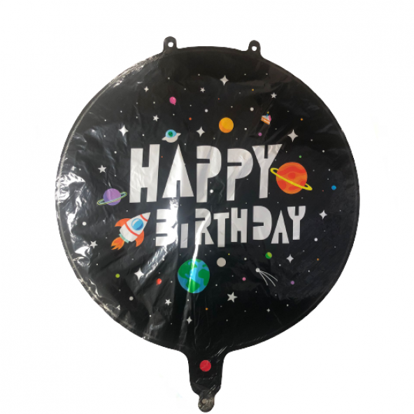 FOLYOO BALON HAPPY BİRTHDAY ASTRANOT SİYAH 18 DÜ 15 ürün görseli 1