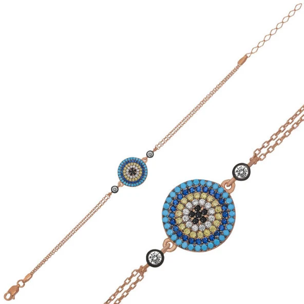 Gümüş Rose Nazar Bayan Bileklik - Resim 2