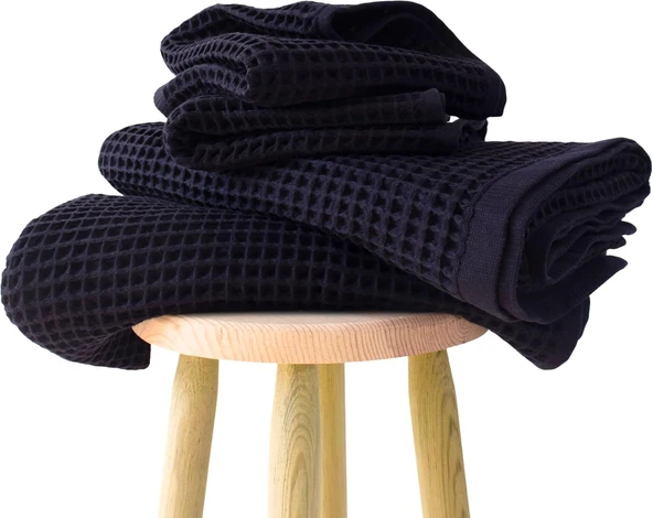 PÜSKÜL Lüks Havlu Takımı, Waffle Dokuma El ve Banyo Havlusu Seti 4-Parça