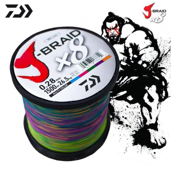 Daiwa Jbraid 8b 1500m, 0,35mm Multi Color İp Misina ürün görseli 1
