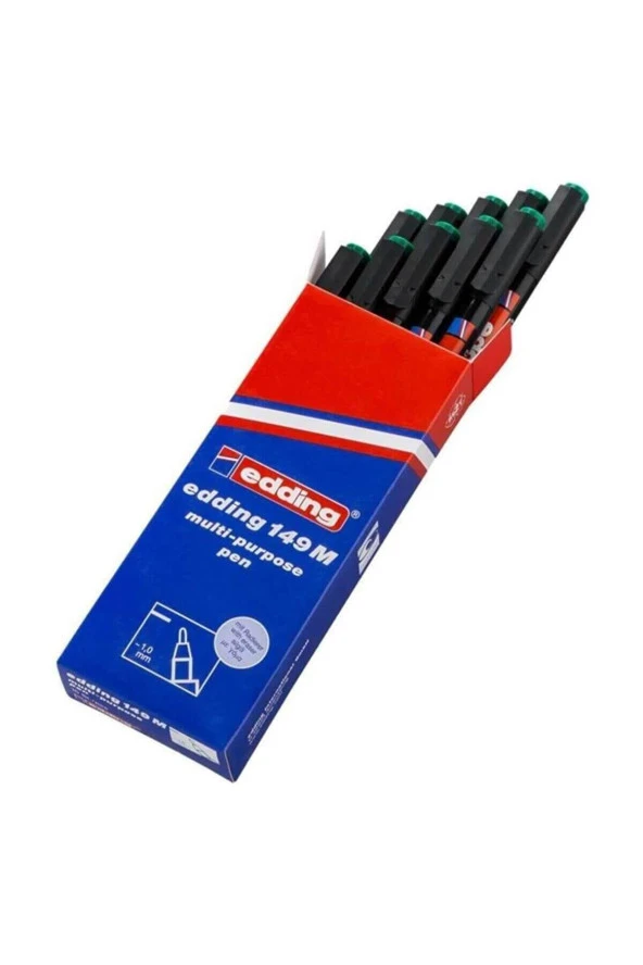 Edding Asetat Kalemi Permanent M Seri 1 MM Yeşil Silgili (10 Lu Paket) ürün görseli 1