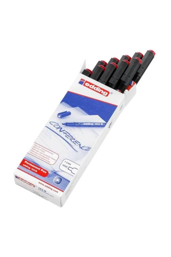 Edding Asetat Kalemi Permanent B Seri 1-3 MM Kırmızı (10 Lu Paket) ürün görseli 1
