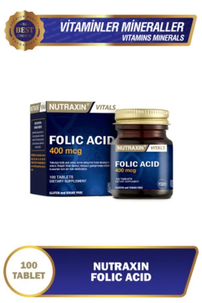 Nutraxin Folic Acid 400 mcg 100 Tablet - Resim 2