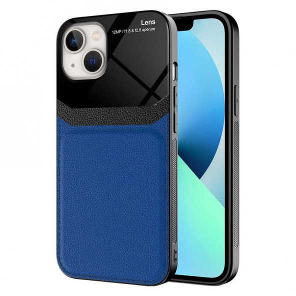 Apple iPhone 13 Kılıf Deri Görünümlü Tasarım Sert Arka Kapak ürün görseli 1