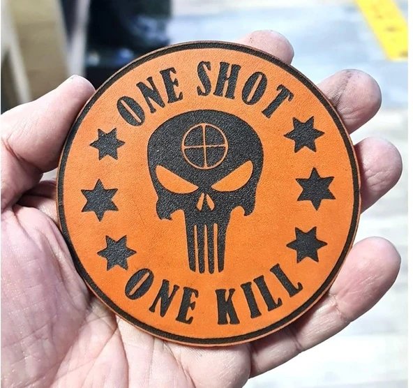 ONE SHOT ONE KILL KESKİN NİŞANCI Deri PEÇ - Arma - Askeri Patch - Resim 2