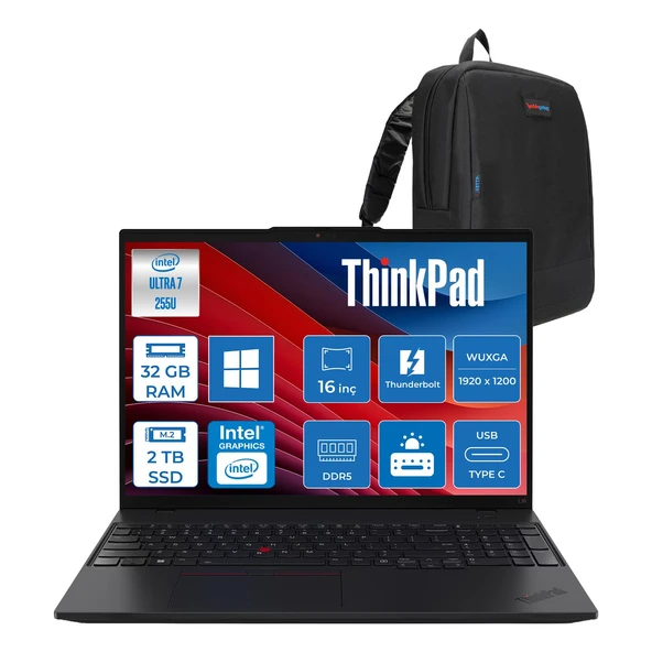 Thinkpad L16 Gen 2 Core Ultra 7 255U 32GB 2TB SSD Intel Graphics Win 11 Pro 821SA005ATXWP14