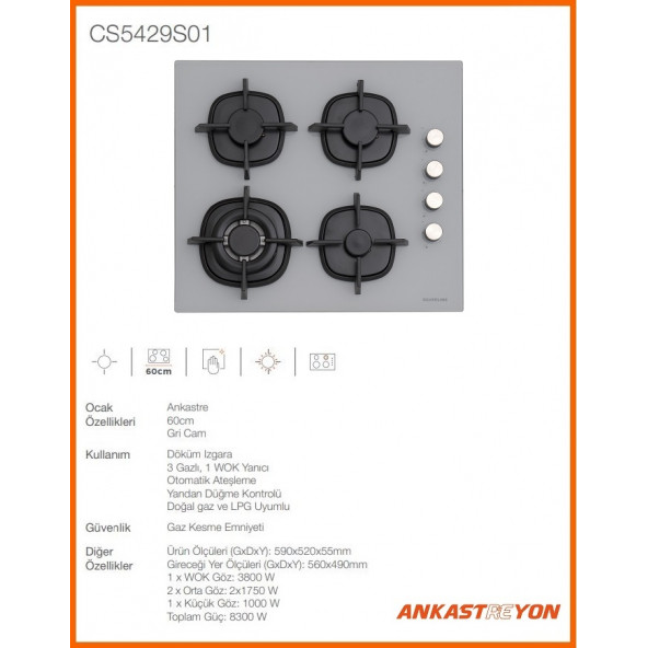 Silverline CS5429S01 Gri Ankastre Ocak - Resim 2