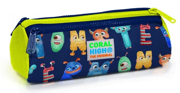 Coral High Sevimli Harfler Baskılı Üç Bölmeli Kalem Çantası -Erkek Çocuk ürün görseli 1