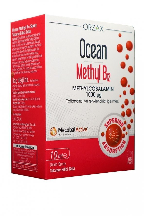 Ocean Methyl Cobalamin B12 Sprey 10 ml ürün görseli 1