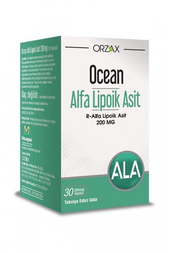 Ocean Orzax Alfa Lipoik Asit 200 Mg 30 Kapsül ürün görseli 1