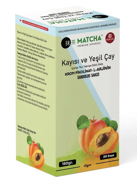 Matcha Premium Japanesea Kayısı Aromalı L-Carnitine Detox Çayı ürün görseli 1