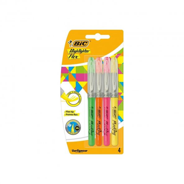Bic Marking Highlighter Fosforlu Kalem Flex 4 Lü ürün görseli 1