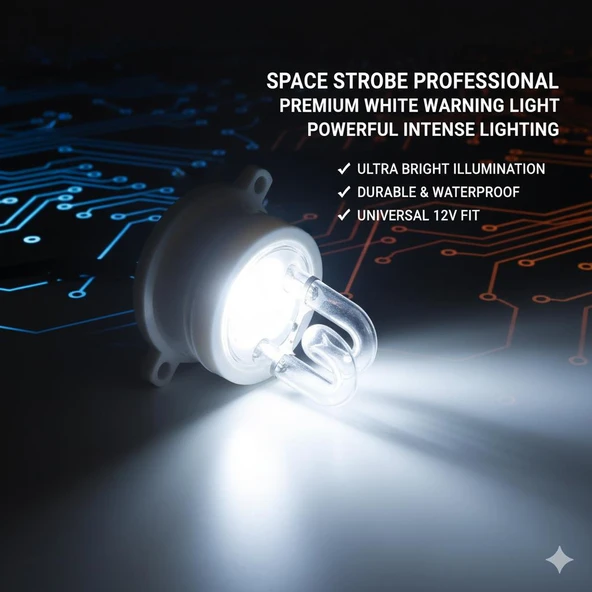Space Strobe Profesyonel Beyaz İkaz Lambası Premium Güçlü Işık ürün görseli 1