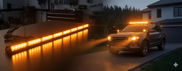 İkaz Uyarı ışığı sis Lamba 3W 48 Power Ledli 117 cm Turuncu Renk 12V ürün görseli 1