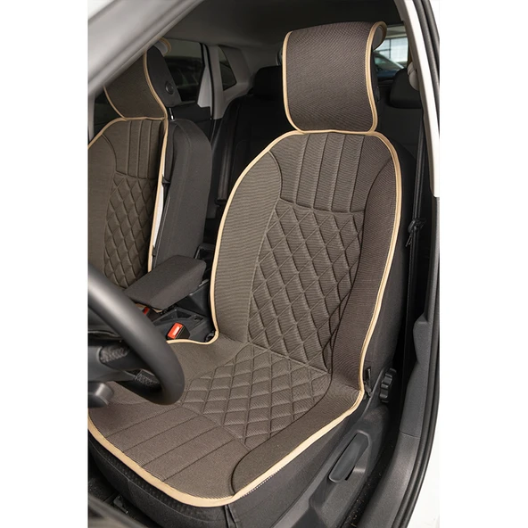 Space Elegance 2'li Koltuk Kılıfı Set Minder Koyu Bej / KLMNY533 ürün görseli 1