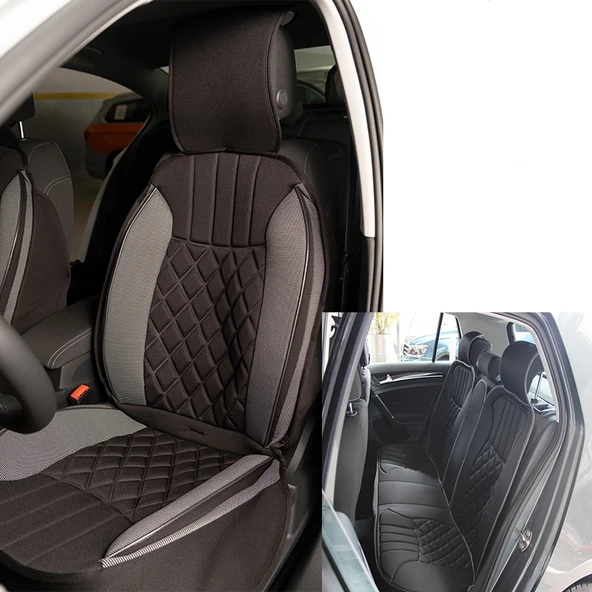 Space Elegance 5'li Koltuk Kılıfı Set Minder Siyah-Gri / KLMNY542 ürün görseli 1