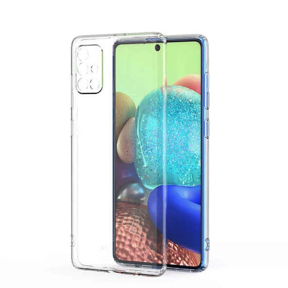 Galaxy A71 Kılıf İnce ve Esnek Şeffaf Süper Silikon ürün görseli 1