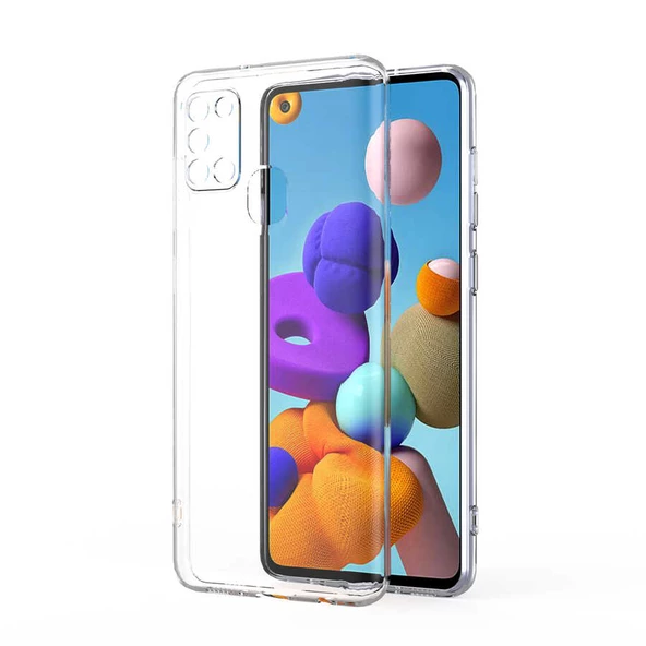 Galaxy A21S Kılıf İnce ve Esnek Şeffaf Süper Silikon ürün görseli 1
