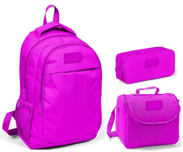 Coral High Pembe Kız Çocuk İlkokul Çanta Seti - Sırt Çantası+Beslenme+Kalemlik ürün görseli 1