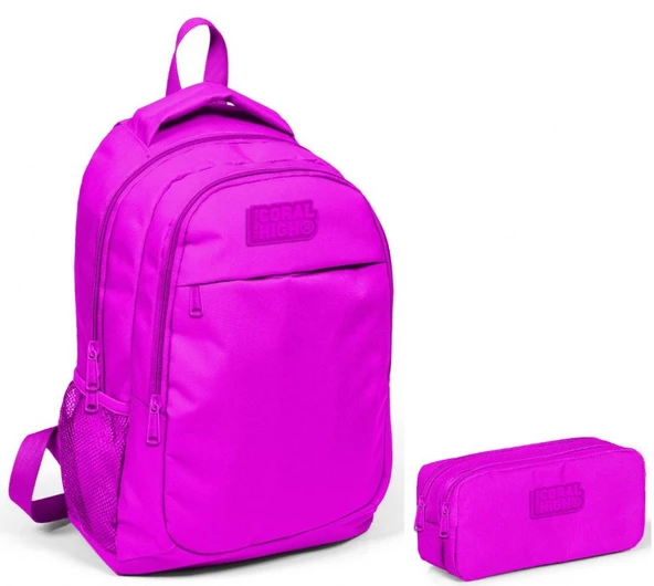 Coral High Koyu Pembe Kız Çocuk İlkokul Çantası ve Kalemlik Seti ürün görseli 1