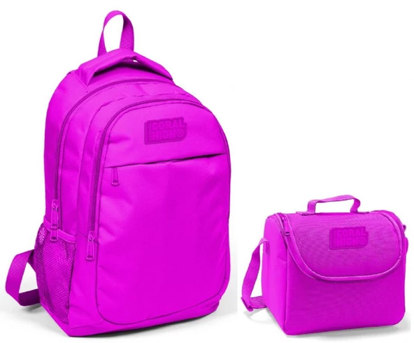 Coral High Kız Çocuk Pembe Okul Sırt Çantası ve Beslenme Çantası ürün görseli 1