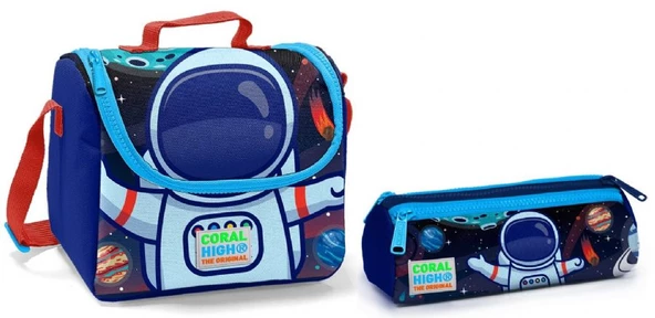 Coral High Astronot Erkek Çocuk Beslenme Çantası ve Kalemlik Seti - Thermo ürün görseli 1