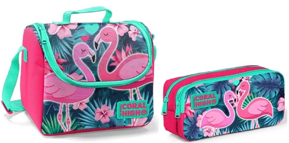 Coral High Beslenme Çantası ve Kalemlik Takım - Flamingo - Kız Çocuk ürün görseli 1