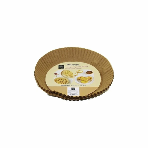 Lunaev Air Fryer 50 pcs Yuvarlak Taban: 16 cm Kenar: 5 cm Kağıt Pişirme Kalıbı