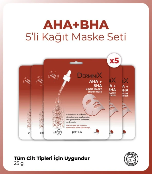 Derminix Aha + Bha Kağıt Maske Seti 5 Adet ürün görseli 1
